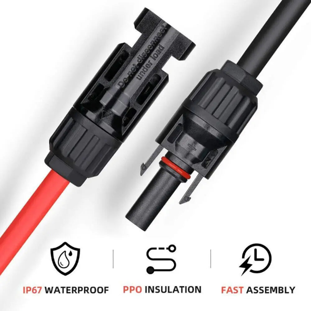 6mm² 10AWG Solar Panel Extension Cable – IP68 Waterproof MC4 Connector Wire