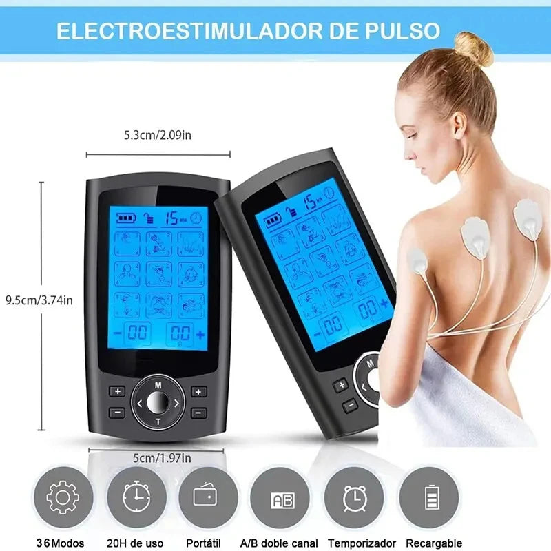 36-Mode Electric Pulse Muscle Stimulator – Acupuncture Massage Device for Back Pain Relief