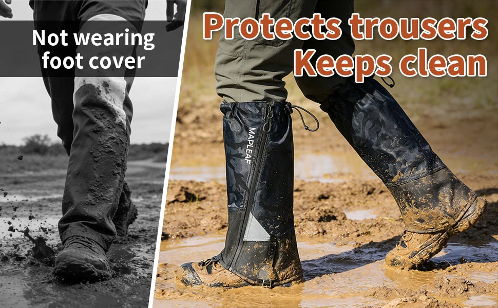 MAPLEAF Trekking Leg Gaiters Lightweight Waterproof Leg Guards Outdoor Hunting Fishing Boot Gaiters Hiking Snow Leg Gaiters