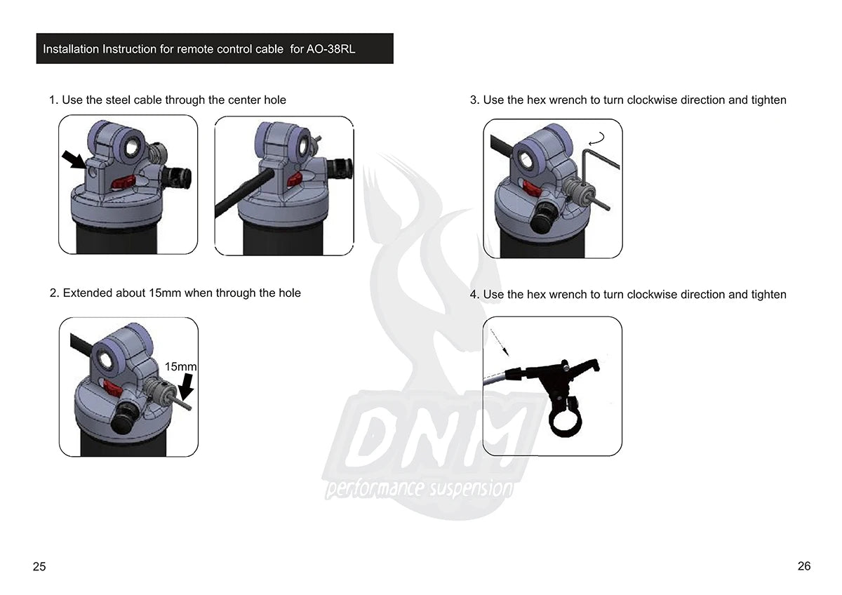 DNM AO38RC Soft Tail Mountain Bike Rear Air Shock Absorber Wire-controlled Lockable Rebound 165 190/200mm Bcycle Shock Absorber