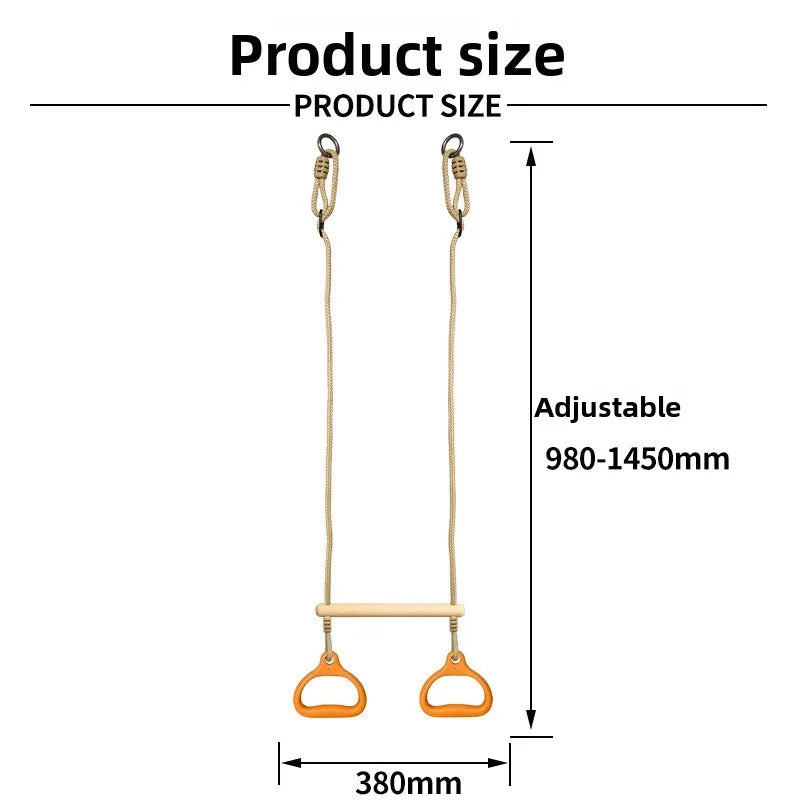 Stable Adjustable Trapeze Swing Rings Bar Home Core Training Kids Backyard Playground Professional Outdoor Indoor Fitness Gear