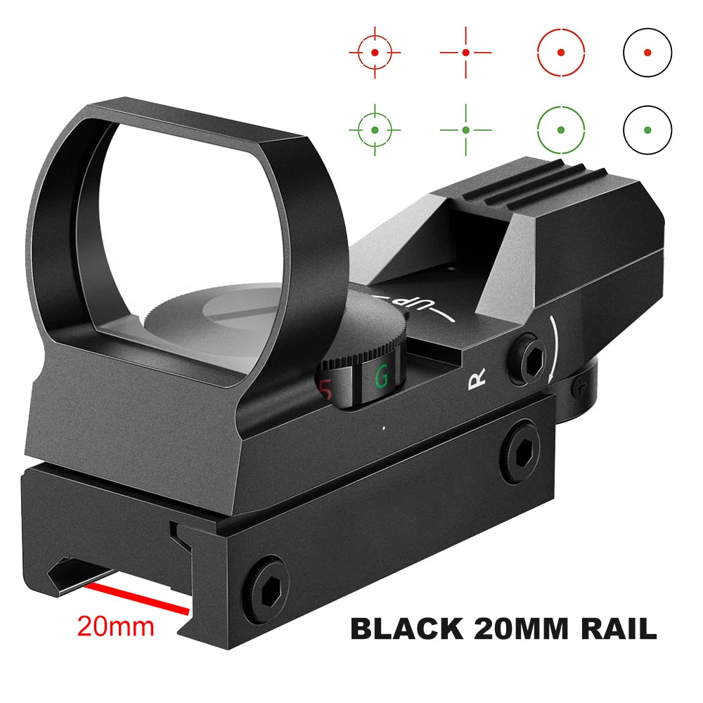Tactical Red & Green Dot Reflex Sight Scope – Hunting Optics with 20mm Rail Mount