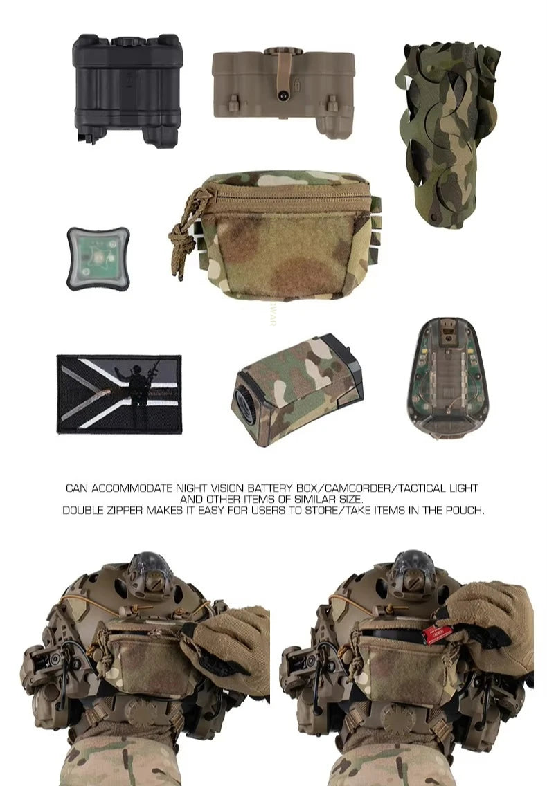 Universal Tactical Helmet Counterweight Pouch – Rear Battery Bag for Airsoft & Outdoor