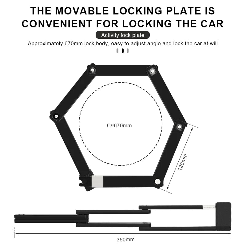RIDERACE Foldable Anti-Theft Bicycle Lock – Portable Security Lock for MTB, E-Bike & Scooter