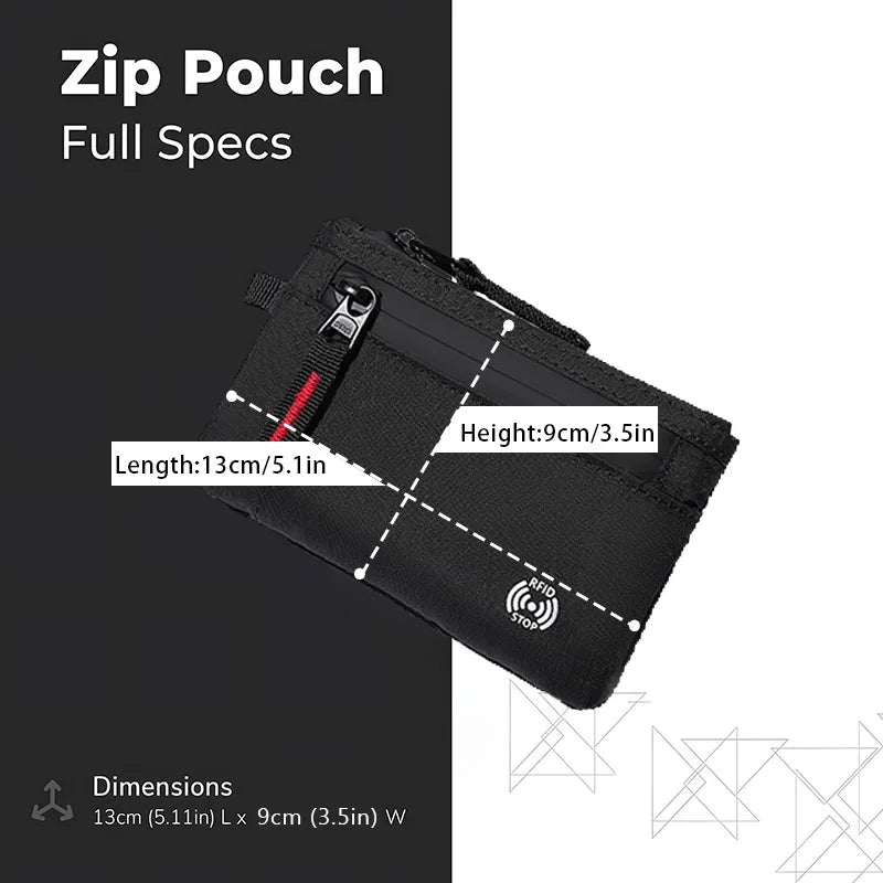 RFID Blocking Slim Nylon Wallet with Carabiner – Men's Tactical Coin Purse & Card Holder