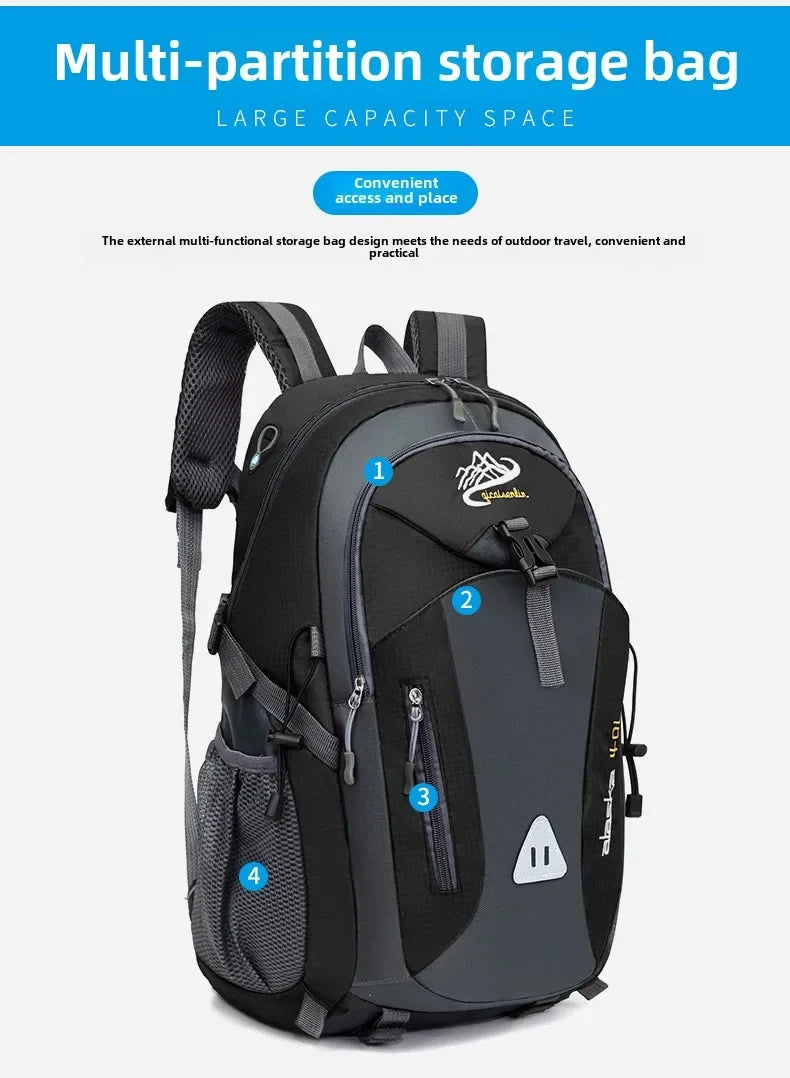 Large Capacity Outdoor Travel Backpack – Waterproof Camping Hiking Mountaineering Bag