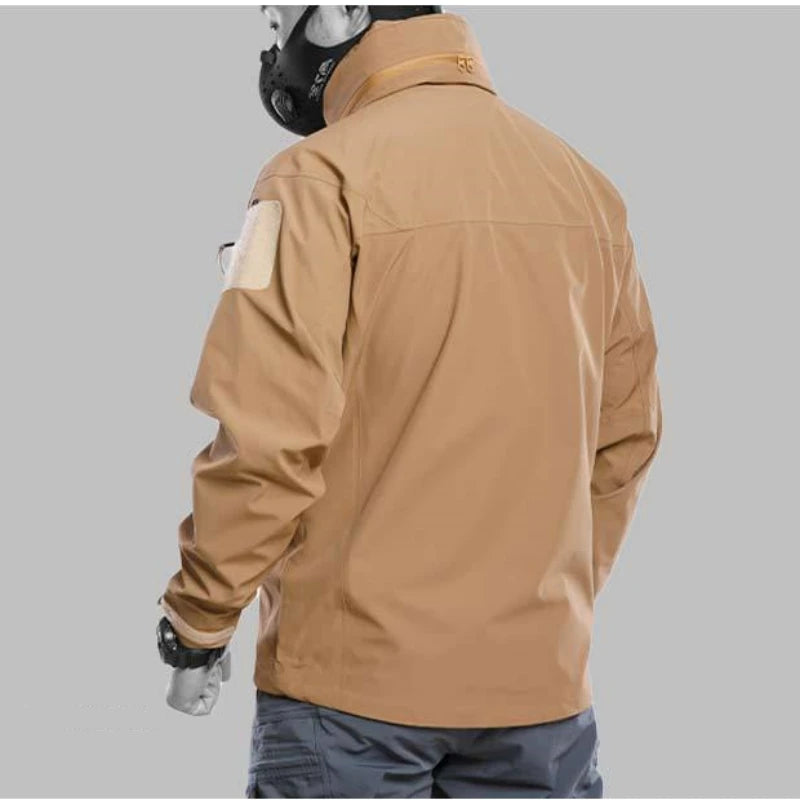 Waterproof Hardshell Tactical Jacket US Military Spring Autumn Thin Windproof Hooded Coat Men Outdoor Climbing Hiking Clothing