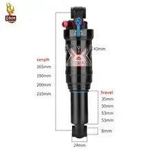 Bicycle Air Shock Absorber 165/190/200/210mm/230mm Soft Tail Mountain Bike Air Pressure Back Chamber MTB Rear Shock Absorbers