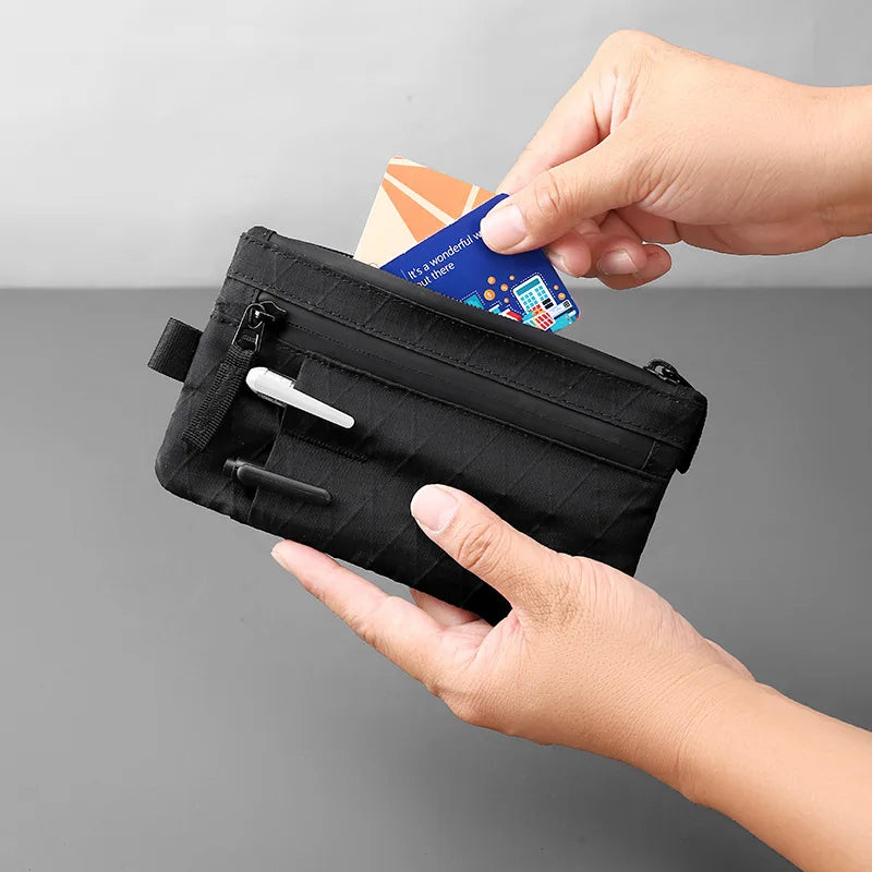 RFID Blocking Slim Nylon Wallet with Carabiner – Men's Tactical Coin Purse & Card Holder