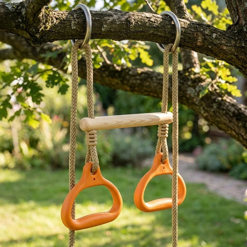 Stable Adjustable Trapeze Swing Rings Bar Home Core Training Kids Backyard Playground Professional Outdoor Indoor Fitness Gear