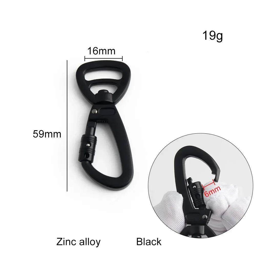Heavy Duty Auto-Locking Carabiner Dog Leash Clip – Swivel Rotating Pet Hook