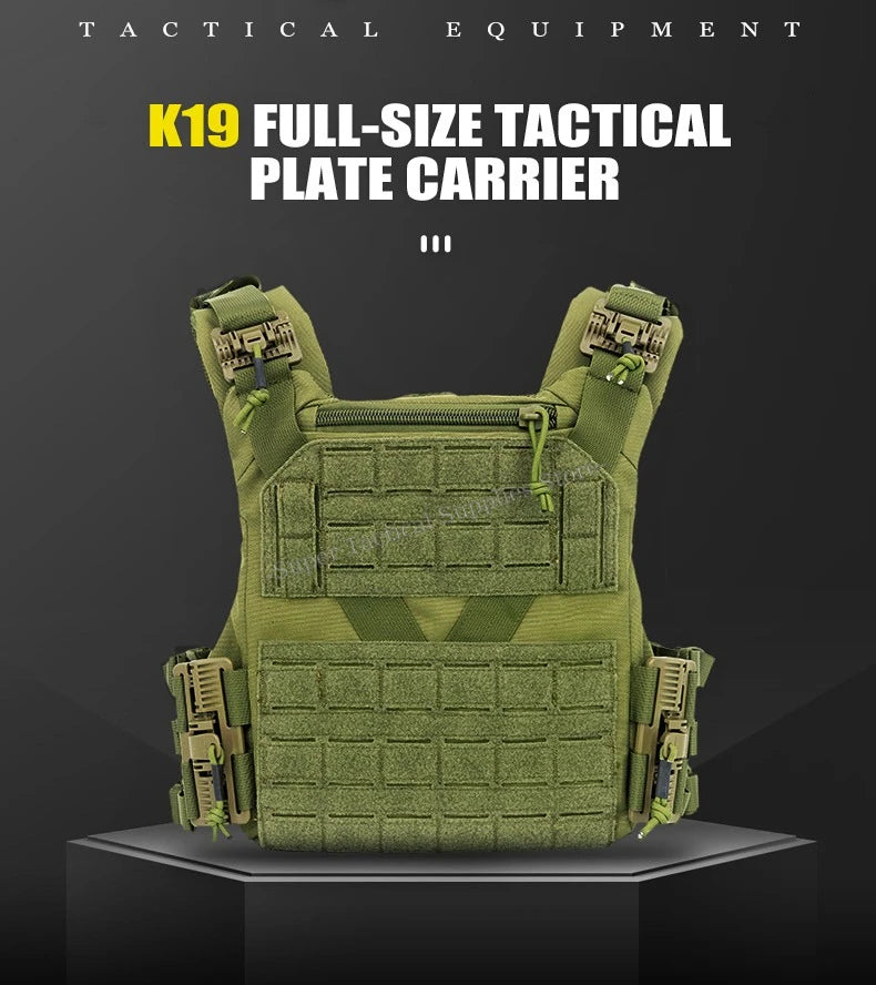 Full-Size Hunting Vest Tactical Plate Carrier MOLLE Airsoft Gear Outdoor Quick Release Fast Adjust Cummerbund Chest Rig