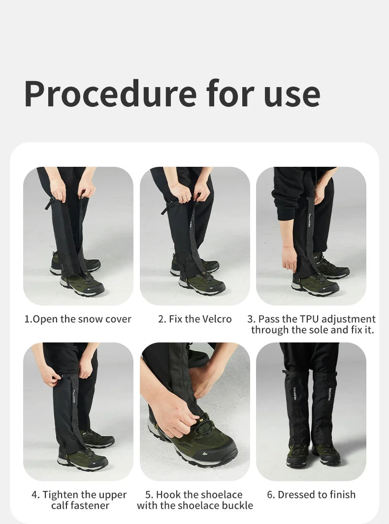 Naturehike Shoe Gaiters Climbing Leg Warmers Legging Gaiters Cover Waterproof Snow Boot Gaiters Snow Gaiters for Hiking Hunting
