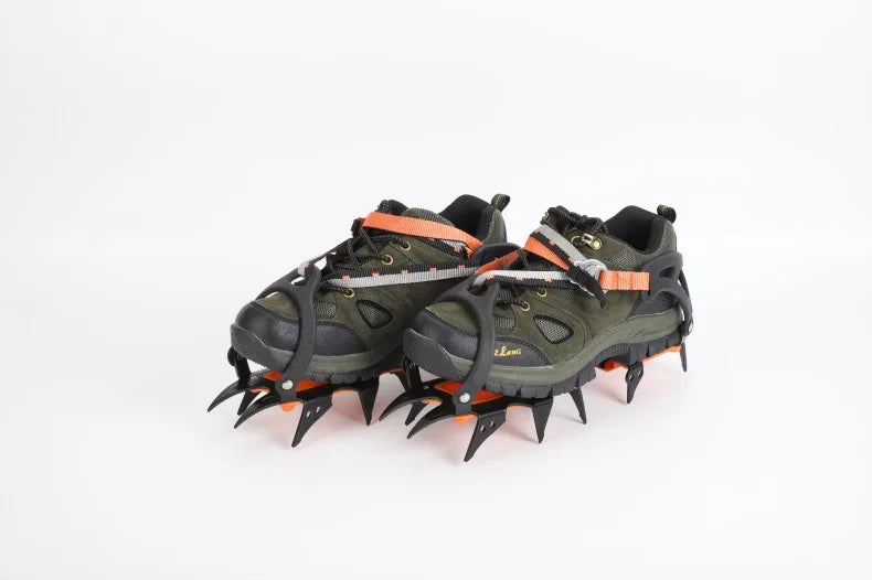 12-Tooth Stainless Steel Ice Snow Crampons – Anti-Slip Climbing Shoe Grips