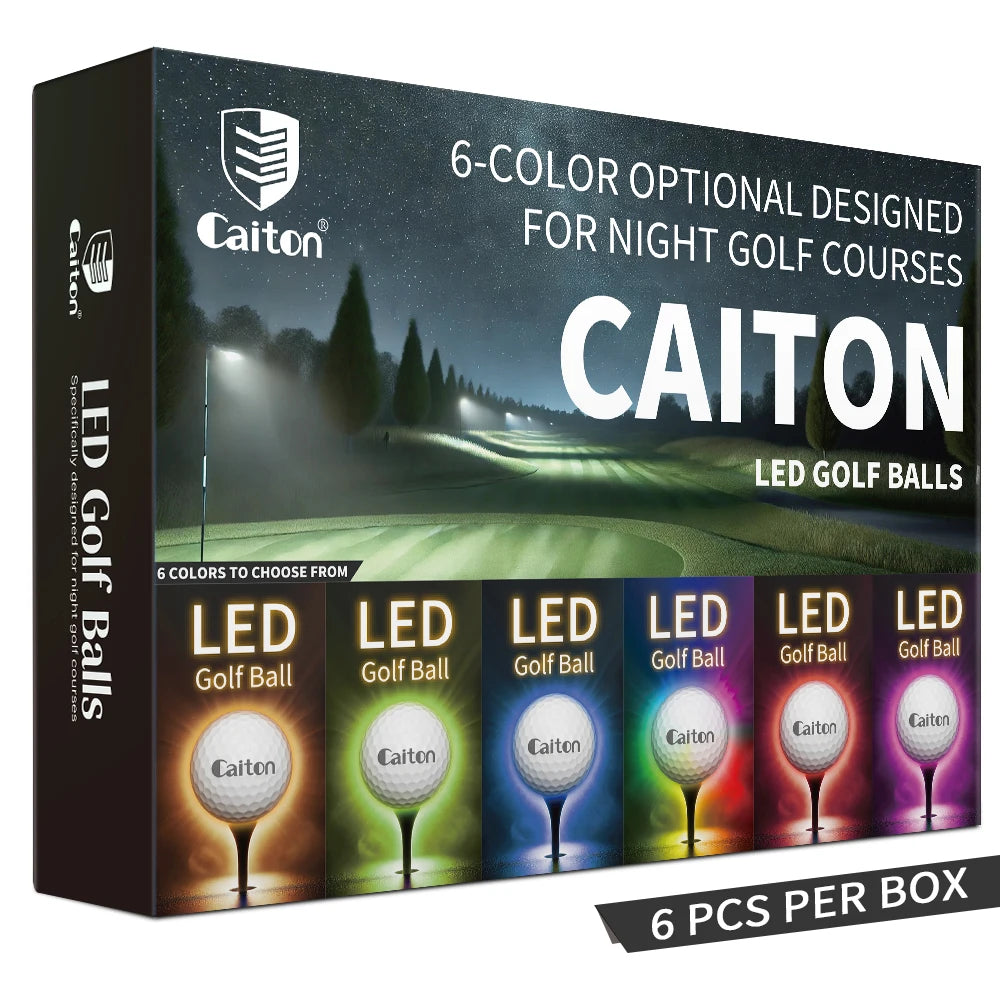 Caiton 6Pcs LED Golf Balls Impact Activated Ultra Bright Night Golf Glow Balls Long Lasting Light Practice Play Gift for Golfers