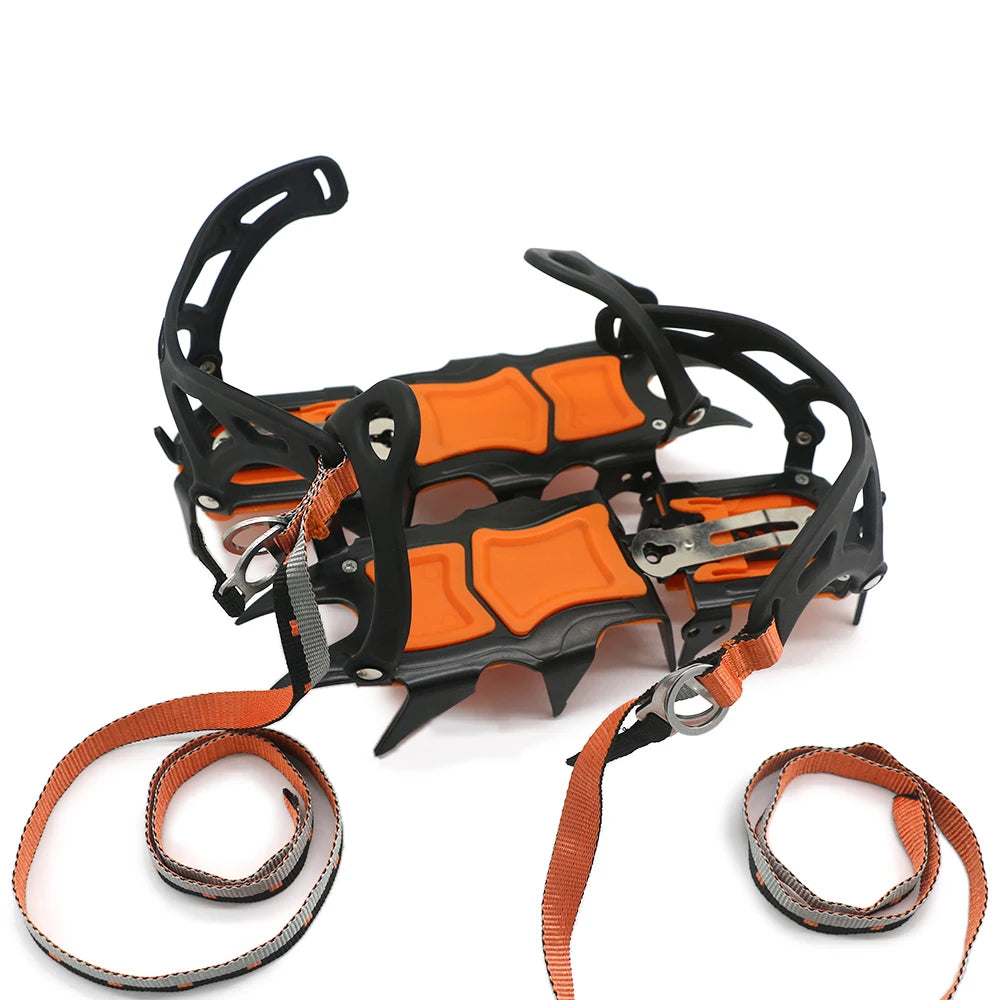 12-Tooth Stainless Steel Ice Snow Crampons – Anti-Slip Climbing Shoe Grips