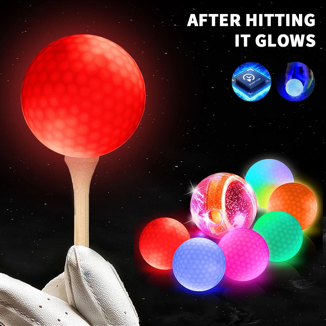 Caiton 6Pcs LED Golf Balls Impact Activated Ultra Bright Night Golf Glow Balls Long Lasting Light Practice Play Gift for Golfers