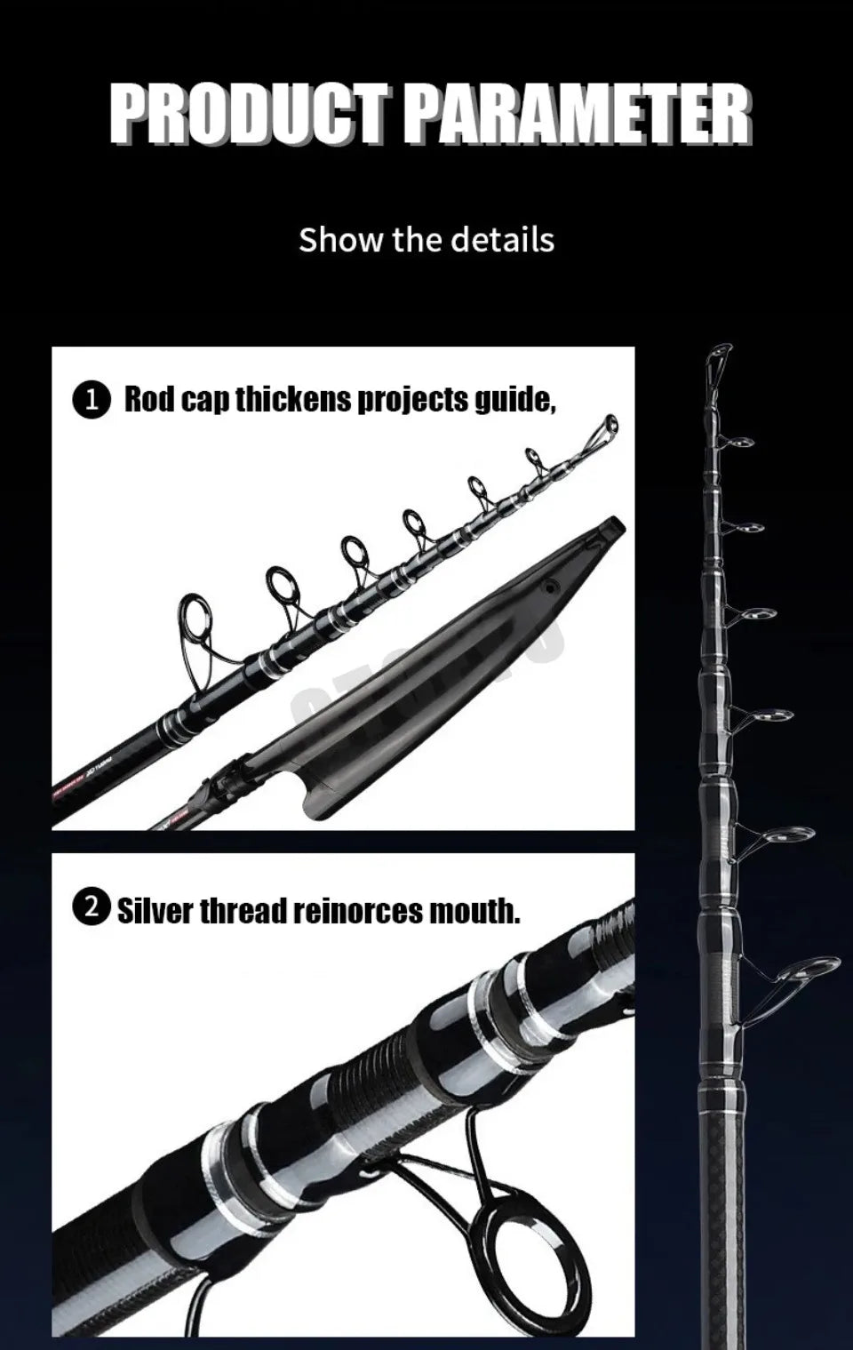 200g Lure 4.5/5.4m Sea Fishing Rod 36T Carbon Fiber Distance Throwing Ocean Boat Fishing Spinning Rod Super Hard Telescopic Rod