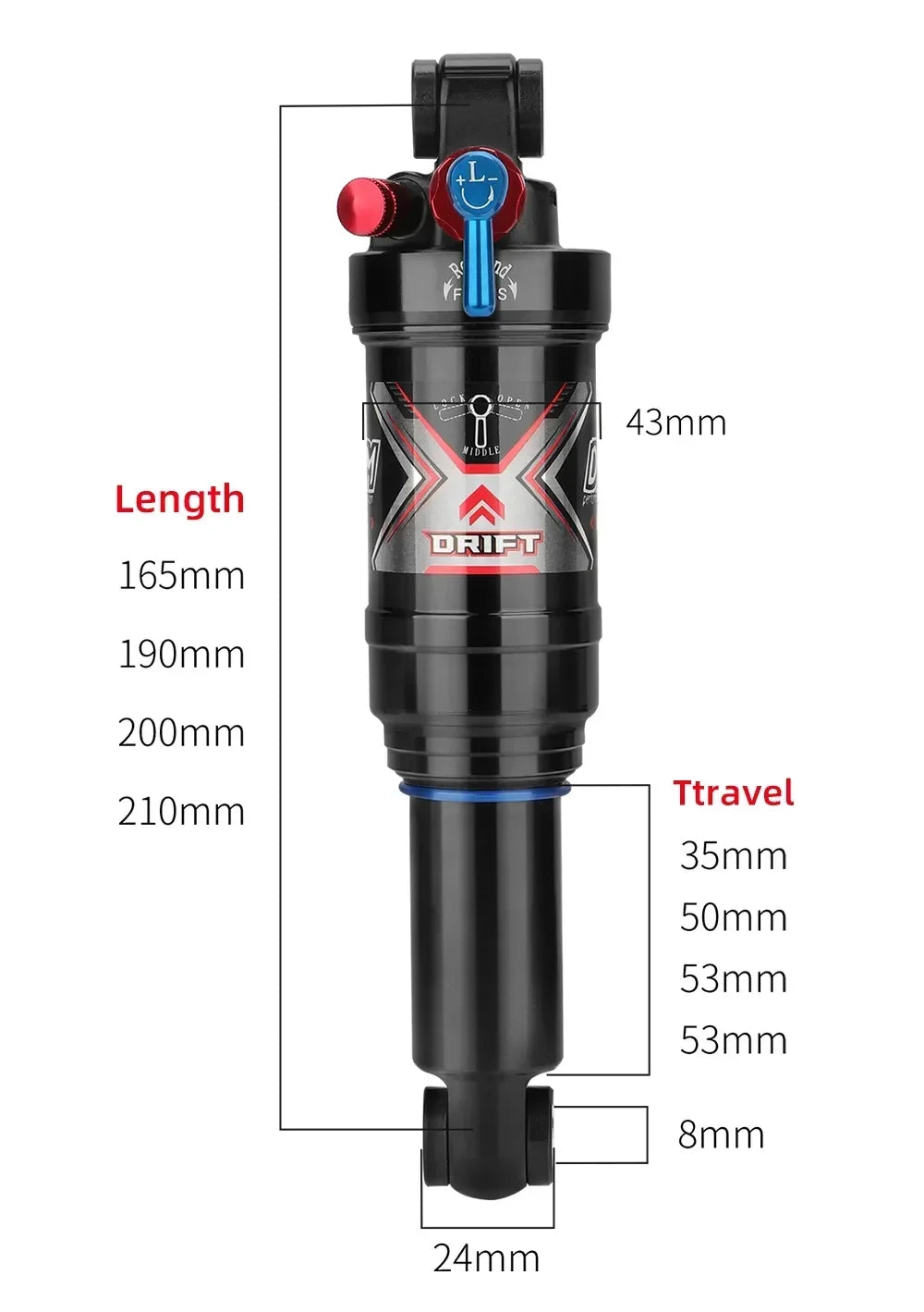 Bicycle Air Shock Absorber 165/190/200/210mm/230mm Soft Tail Mountain Bike Air Pressure Back Chamber MTB Rear Shock Absorbers