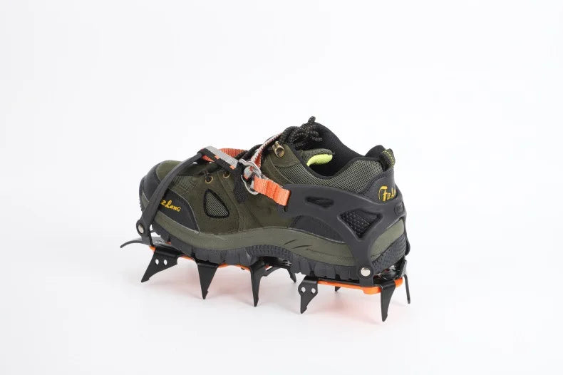 12-Tooth Stainless Steel Ice Snow Crampons – Anti-Slip Climbing Shoe Grips