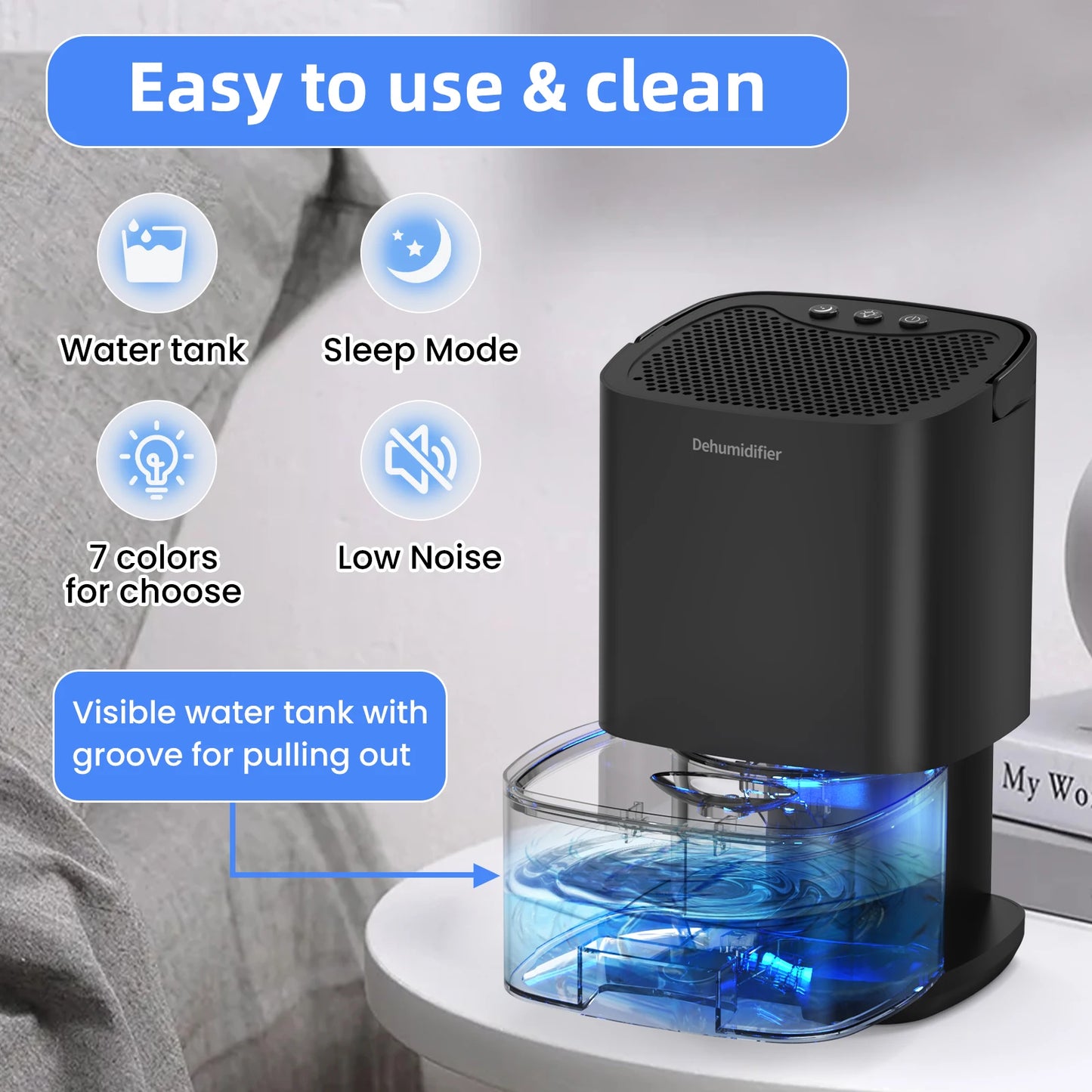1000ml Portable Dehumidifier – Energy Efficient Moisture Absorber for Home Office & RV