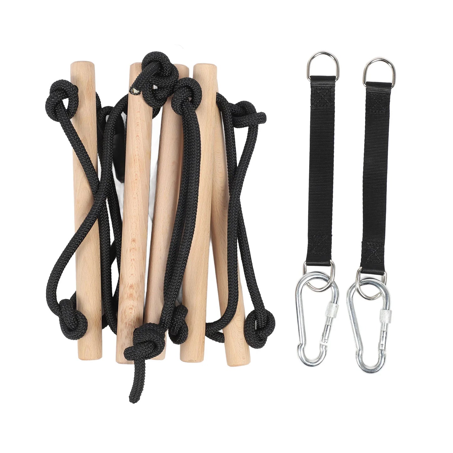 Kids Hanging Ladder Multifunctional Easy To Use Kids Swing Rope Ladder 5 Steps 100kg Prevent Slip Wooden for Playground
