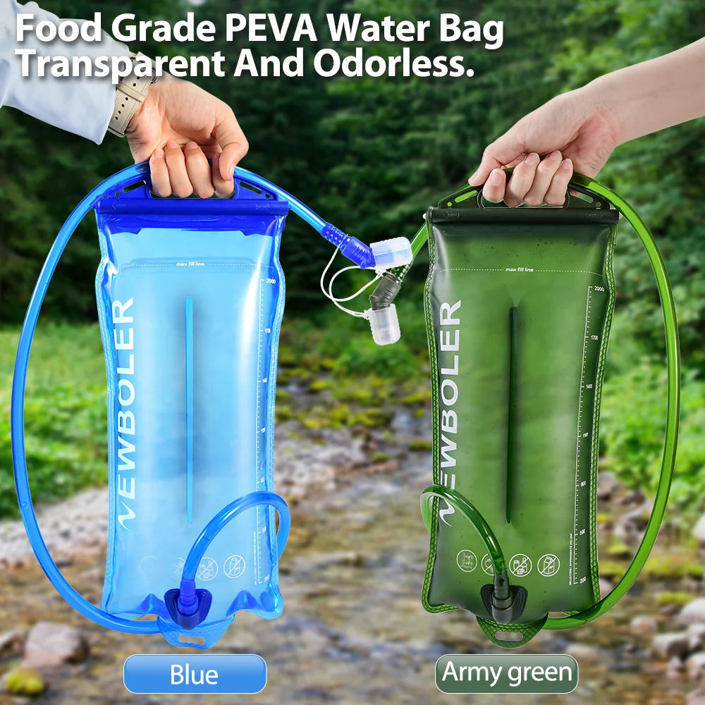 NEWBOLER  2L Water Bladder Hydration Pack Reservoir BPA Free PEVA Water Storage Bag for Camping Cycling Running Hiking
