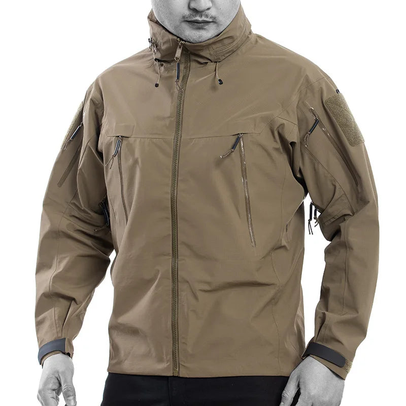 Waterproof Hardshell Tactical Jacket US Military Spring Autumn Thin Windproof Hooded Coat Men Outdoor Climbing Hiking Clothing