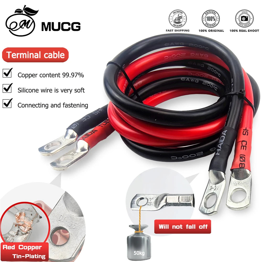 Flexible Silicone Car Battery Cable – Heavy Duty Ring Terminal Wire (2AWG 4AWG 6AWG)