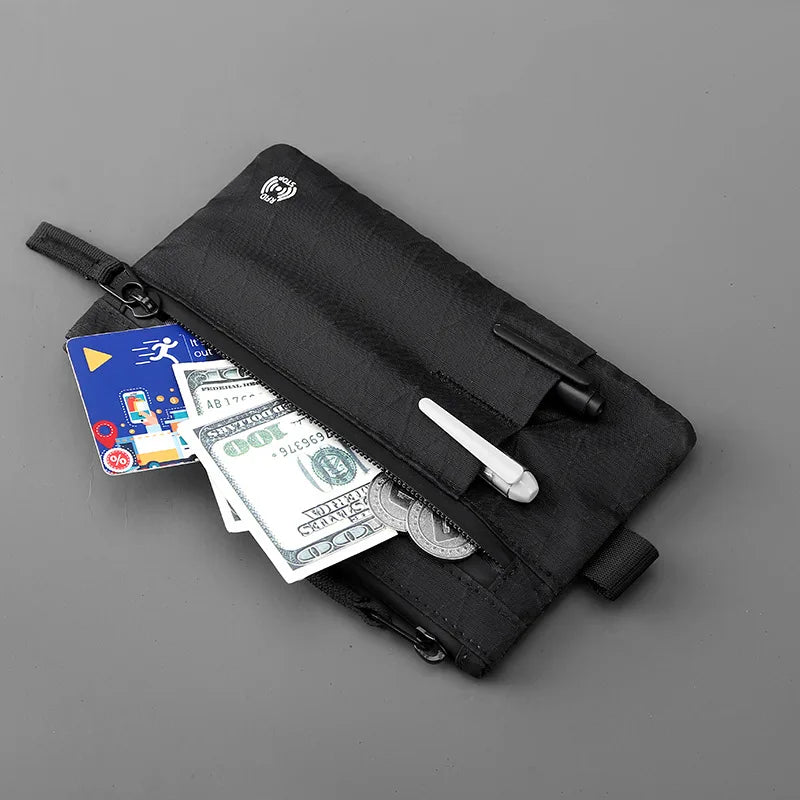 RFID Blocking Slim Nylon Wallet with Carabiner – Men's Tactical Coin Purse & Card Holder