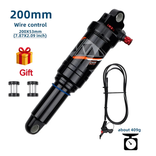 DNM AO38RC Soft Tail Mountain Bike Rear Air Shock Absorber Wire-controlled Lockable Rebound 165 190/200mm Bcycle Shock Absorber