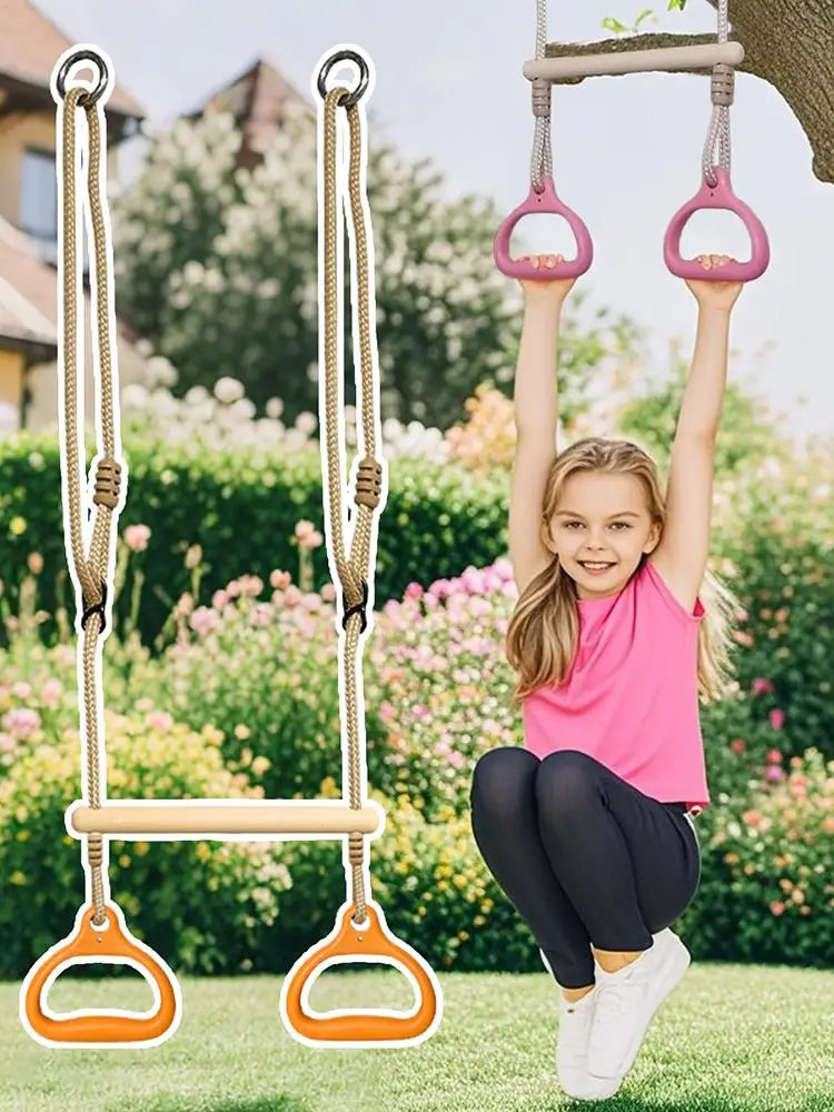 Trapeze Swing Bar Playground Equipment Rings Bar Ergonomic Sensory Game Easy installation For Children Indoor Playtime Backyard