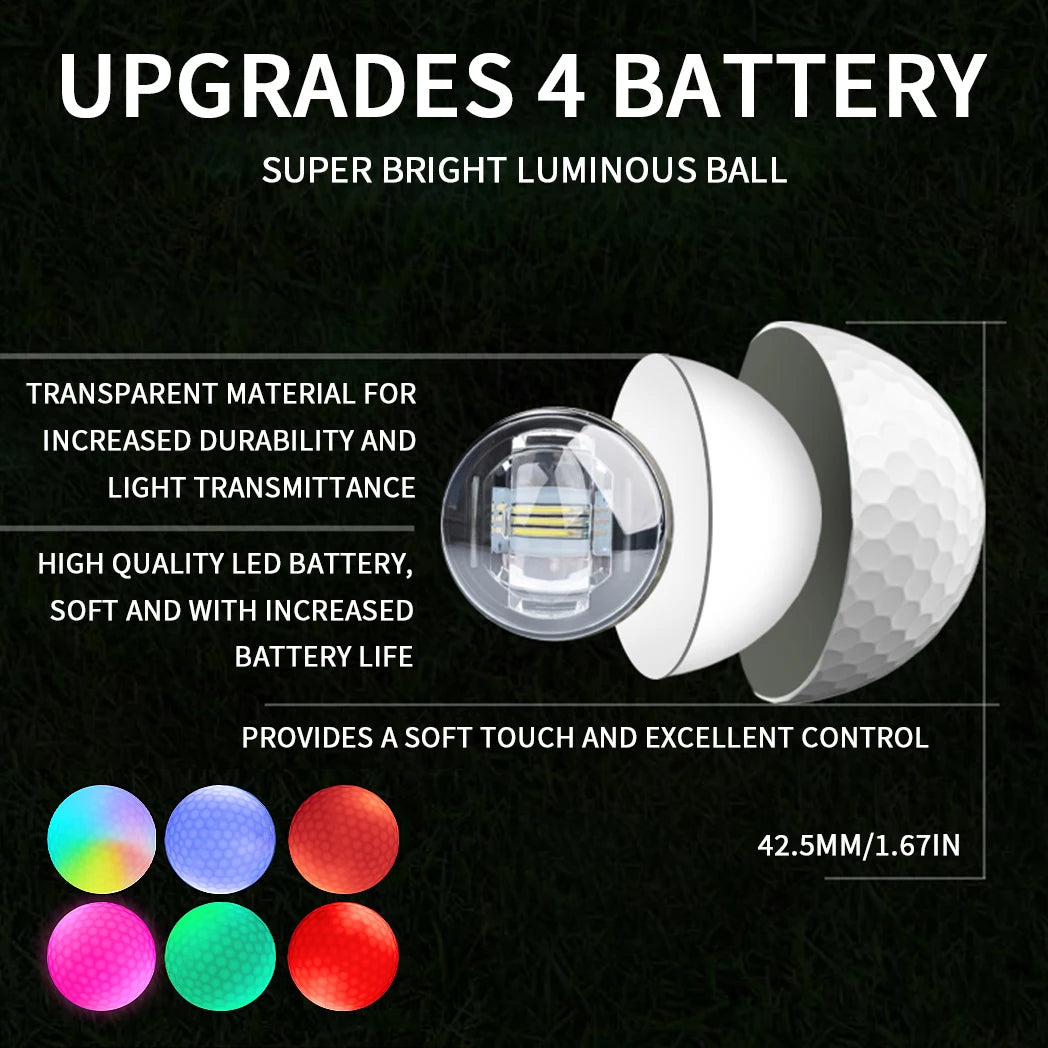 Caiton 6Pcs LED Golf Balls Impact Activated Ultra Bright Night Golf Glow Balls Long Lasting Light Practice Play Gift for Golfers