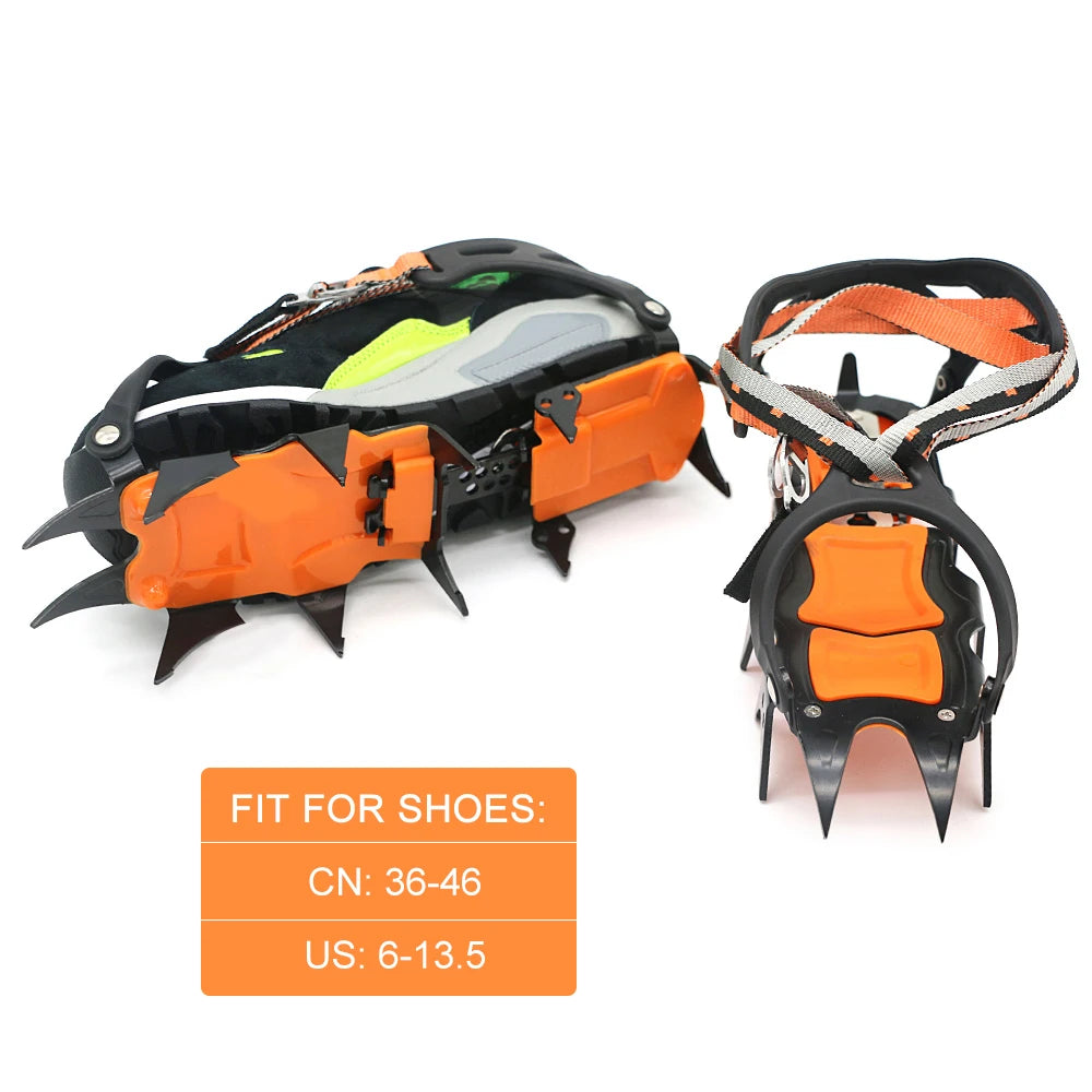 12-Tooth Stainless Steel Ice Snow Crampons – Anti-Slip Climbing Shoe Grips