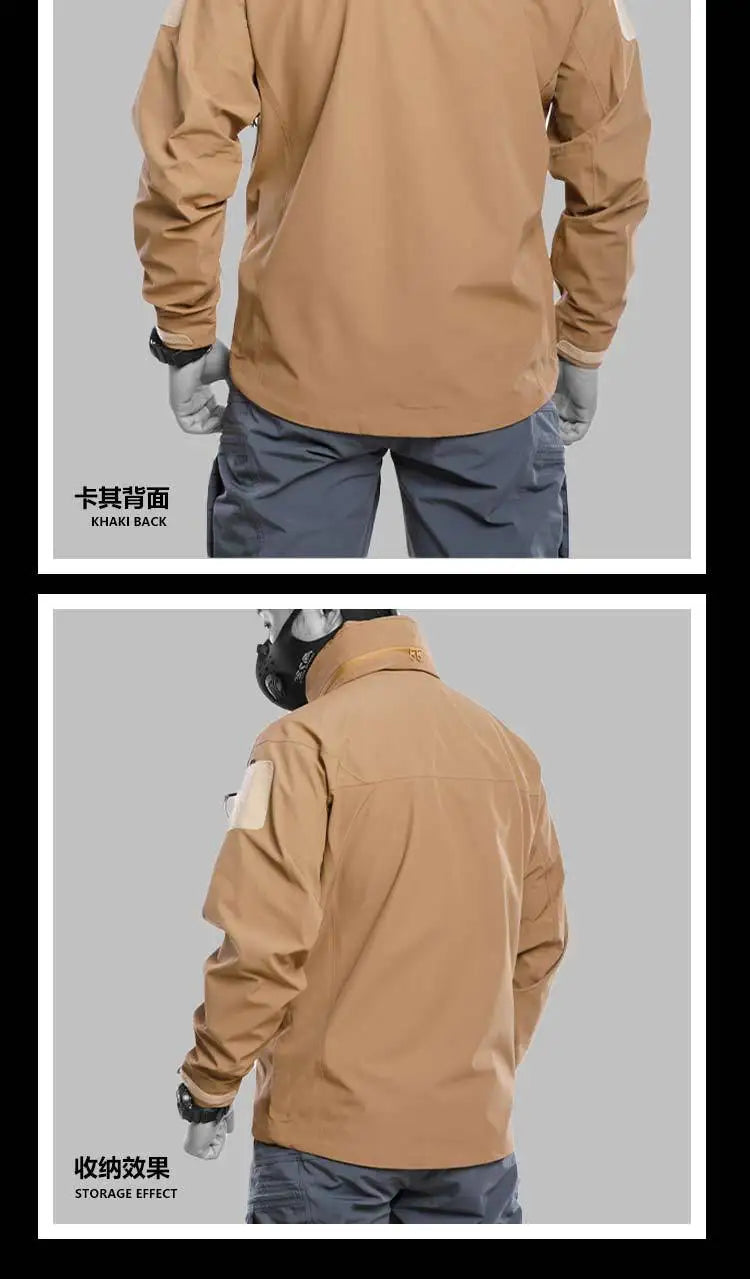 Waterproof Hardshell Tactical Jacket US Military Spring Autumn Thin Windproof Hooded Coat Men Outdoor Climbing Hiking Clothing