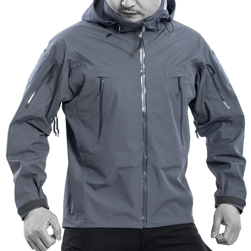 Waterproof Hardshell Tactical Jacket US Military Spring Autumn Thin Windproof Hooded Coat Men Outdoor Climbing Hiking Clothing