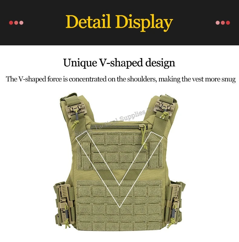 Full-Size Hunting Vest Tactical Plate Carrier MOLLE Airsoft Gear Outdoor Quick Release Fast Adjust Cummerbund Chest Rig