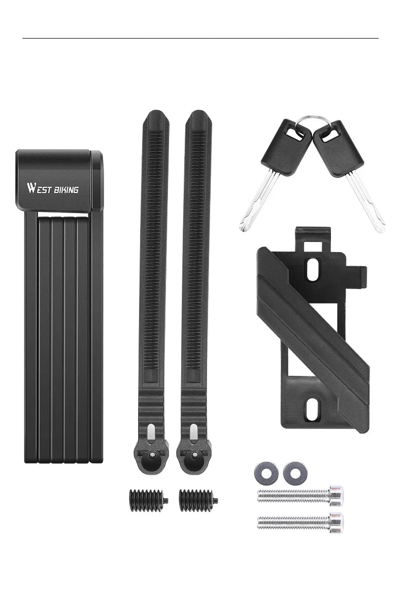 WEST BIKING Foldable Anti-Theft Bicycle Lock – Portable Security Chain Lock for MTB & E-Bike