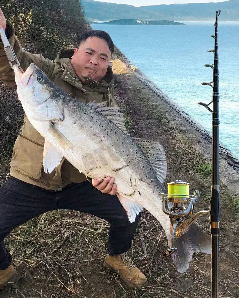 200g Lure 4.5/5.4m Sea Fishing Rod 36T Carbon Fiber Distance Throwing Ocean Boat Fishing Spinning Rod Super Hard Telescopic Rod