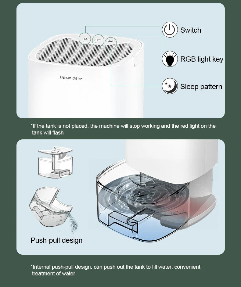 Portable Air Dehumidifier – Remove Damp Mould & Moisture for Home Office & RV (220V/110V)