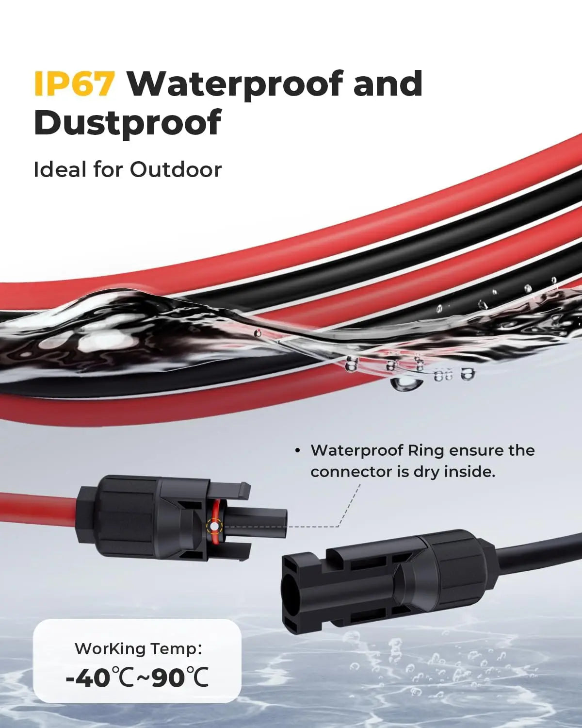 6mm² 10AWG Solar Panel Extension Cable – IP68 Waterproof MC4 Connector Wire