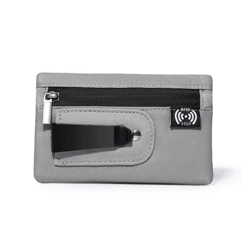 RFID Blocking Slim Nylon Wallet with Carabiner – Men's Tactical Coin Purse & Card Holder