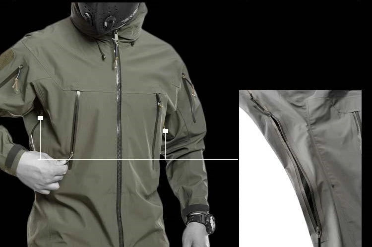 Waterproof Hardshell Tactical Jacket US Military Spring Autumn Thin Windproof Hooded Coat Men Outdoor Climbing Hiking Clothing