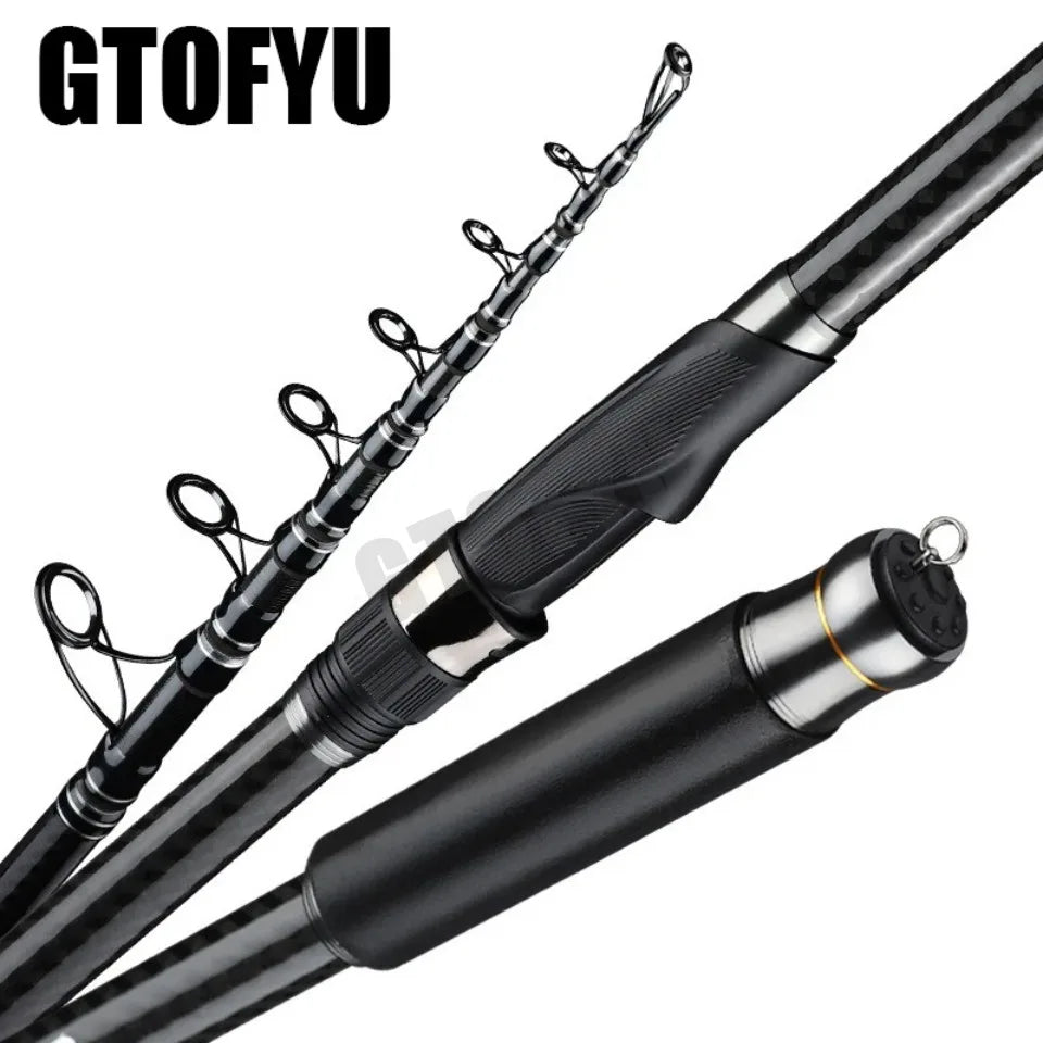 200g Lure 4.5/5.4m Sea Fishing Rod 36T Carbon Fiber Distance Throwing Ocean Boat Fishing Spinning Rod Super Hard Telescopic Rod