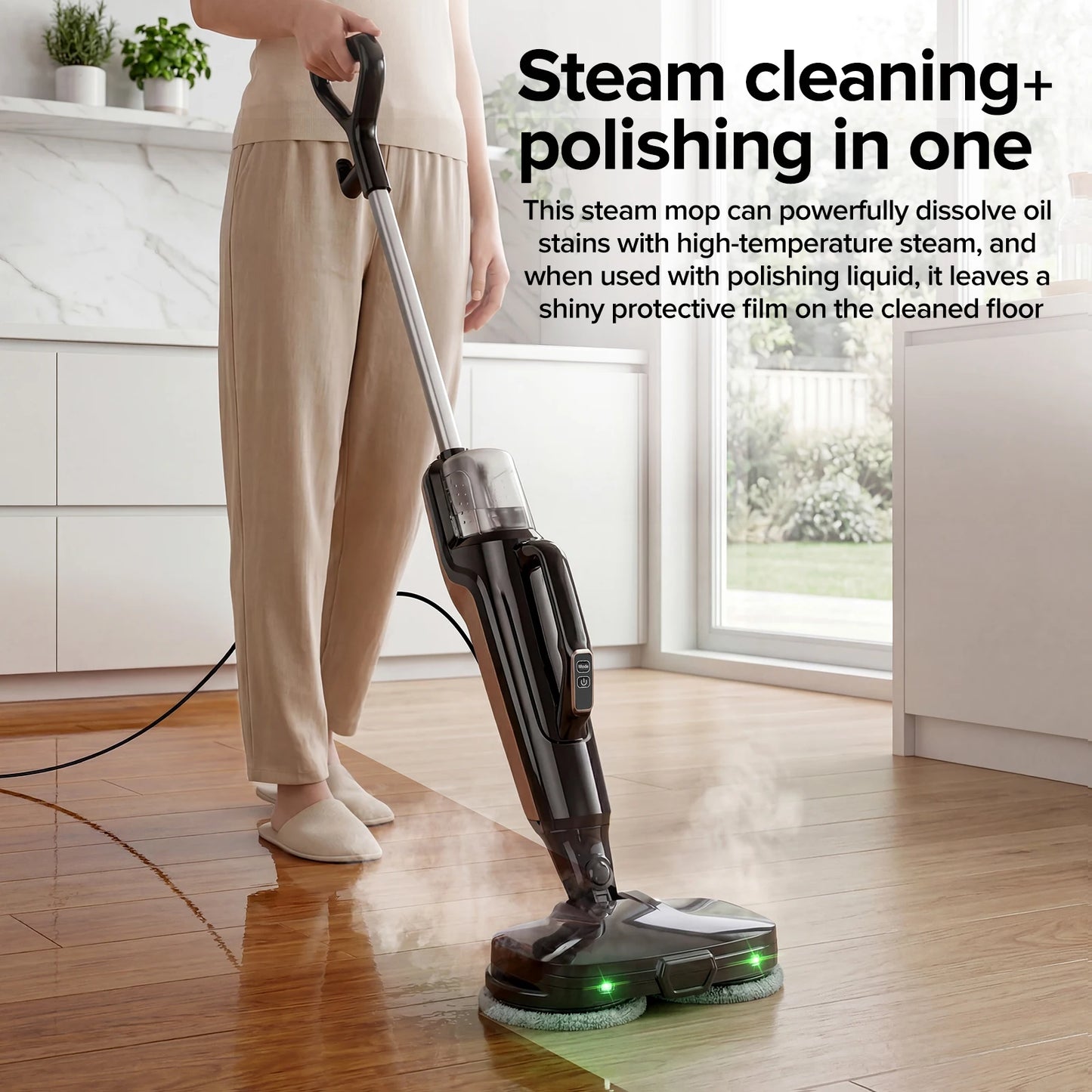 Lubluelu 1380W Steam Mop – Detachable Wireless Floor Steamer & Sanitizer
