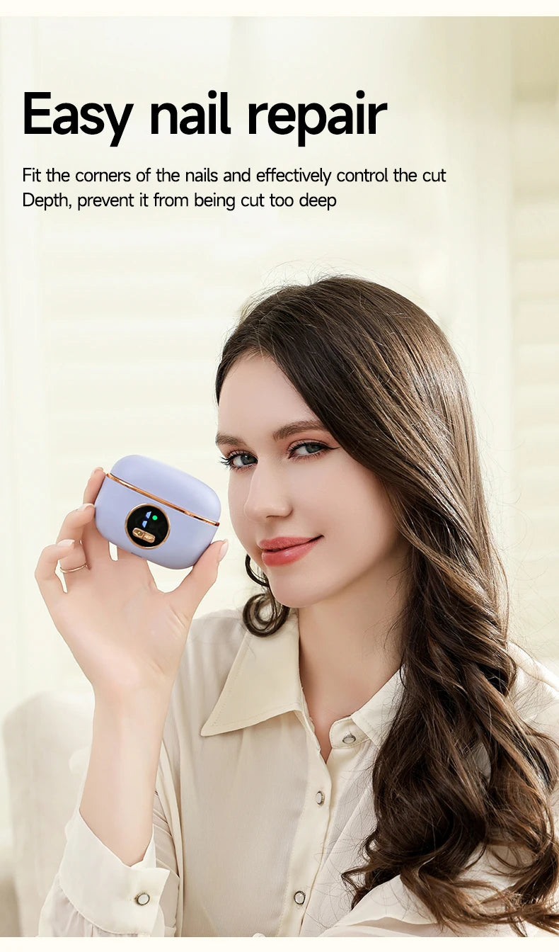 LED Electric Nail Trimmer & Polisher – Quiet Automatic Nail File with Light