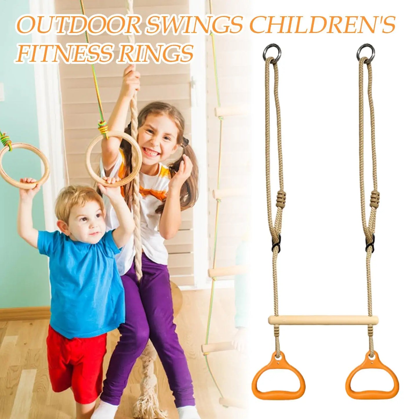 Trapeze Swing Bar Playground Equipment Rings Bar Ergonomic Sensory Game Easy installation For Children Indoor Playtime Backyard