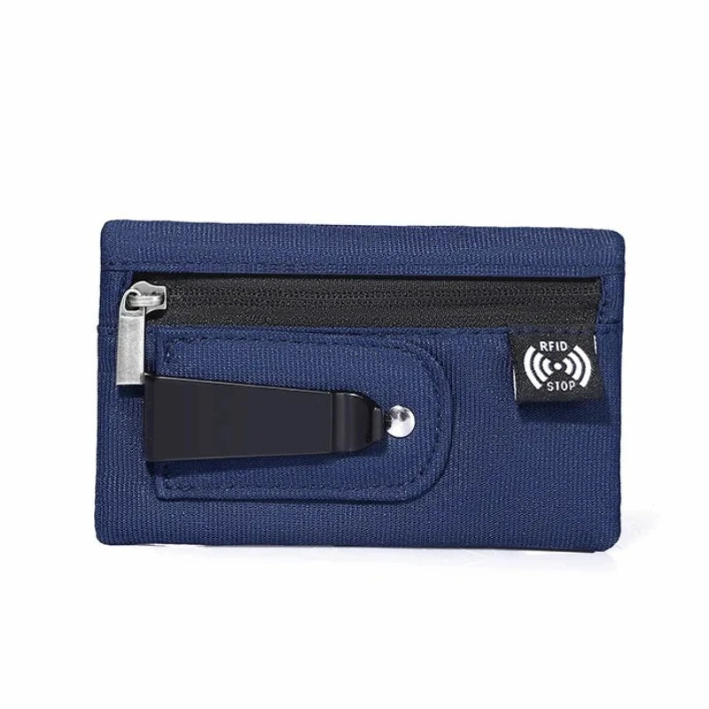 RFID Blocking Slim Nylon Wallet with Carabiner – Men's Tactical Coin Purse & Card Holder