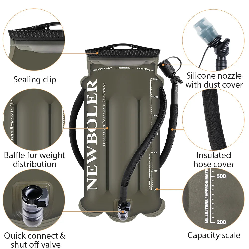 NEWBOLER  2L-3L TPU Water Bag Sports Backpack Bicycle Riding Water Bag Food Grade Outdoor Drinking Water Bag Camping Water Bag