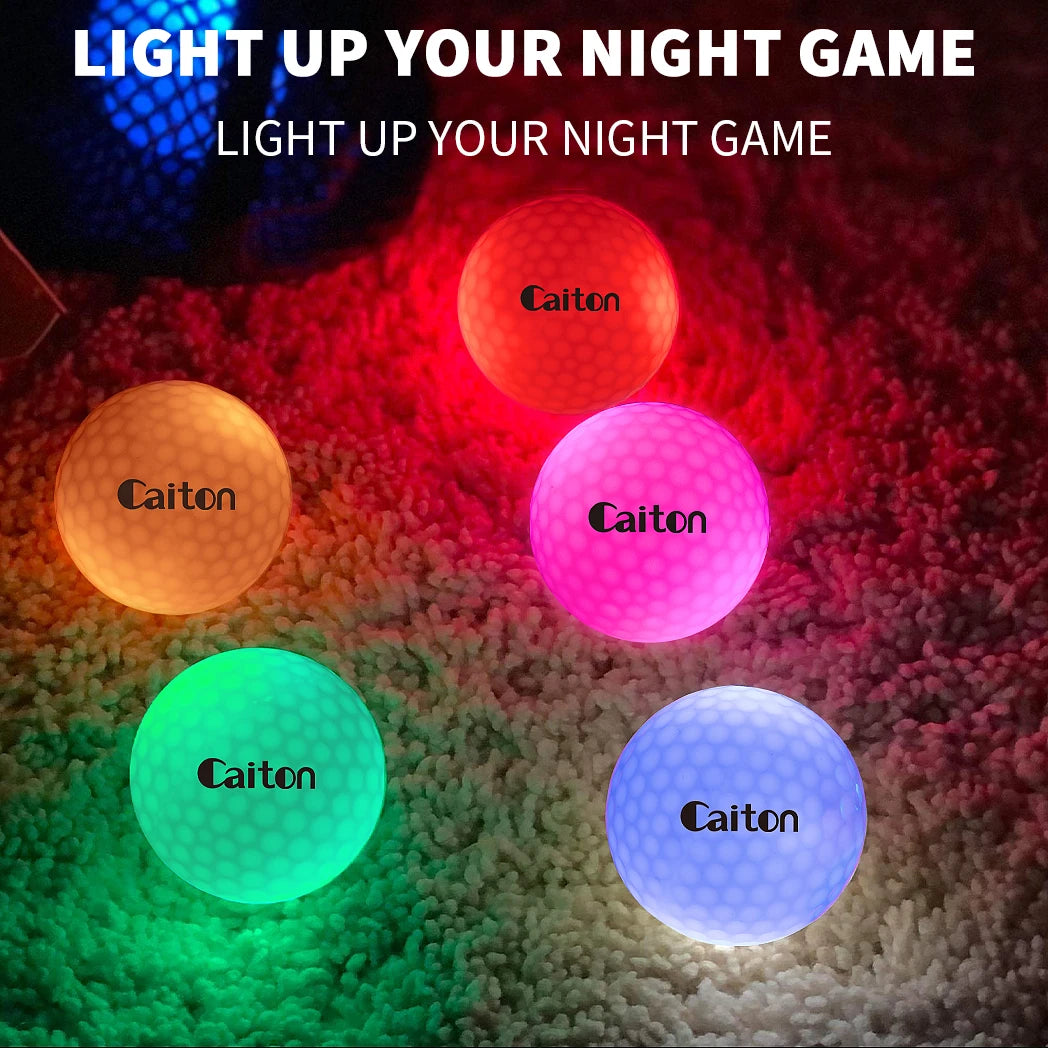 Caiton 6Pcs LED Golf Balls Impact Activated Ultra Bright Night Golf Glow Balls Long Lasting Light Practice Play Gift for Golfers